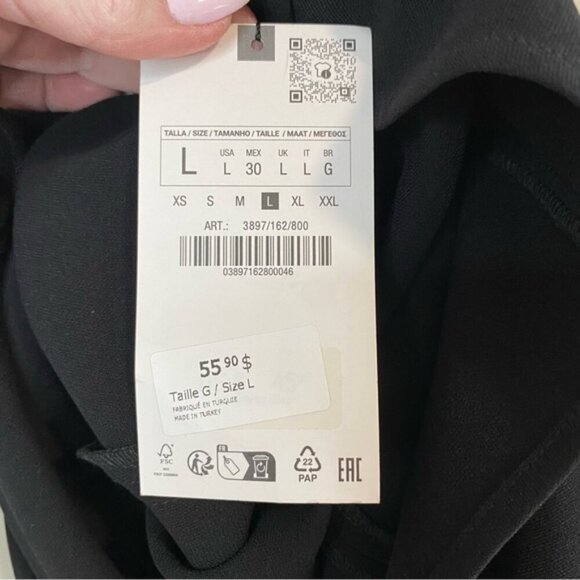 Zara - Black Faux Wrap Midi Skirt - L - NWT - Picture 7 of 9